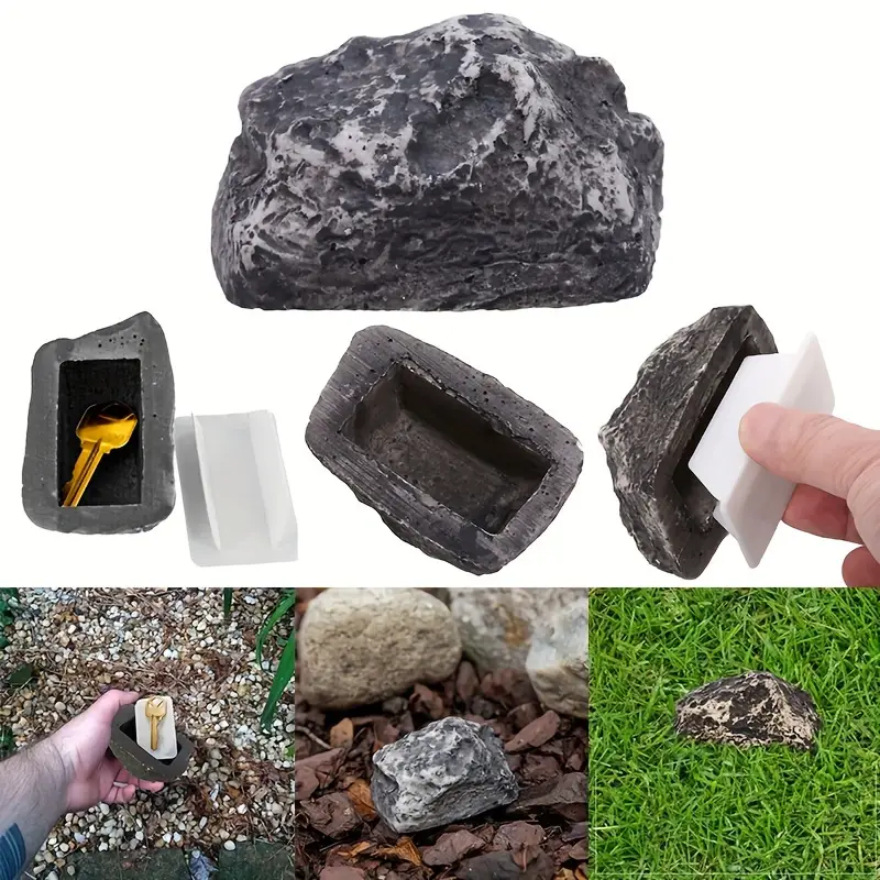 1pc Fake Stone Keybox Key Hider Fake Rock, Decorative Stone Shaped Spare  Key Case, Never Get Locked Out Again, Outdoor Furniture Supplies