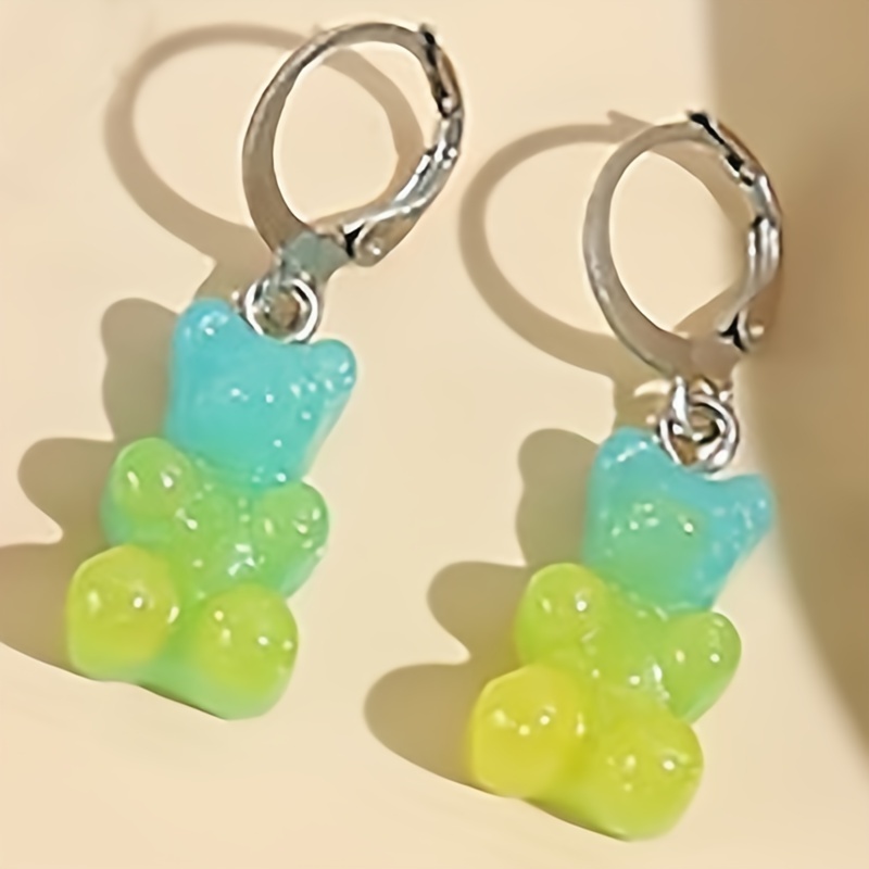 Minimalistic Cute Bear Earrings Gradient Candy Colored Ear - Temu Ireland