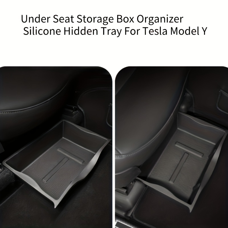 Seat Storage Box Car Organizer Silicone Hidden Tray Model Y - Temu