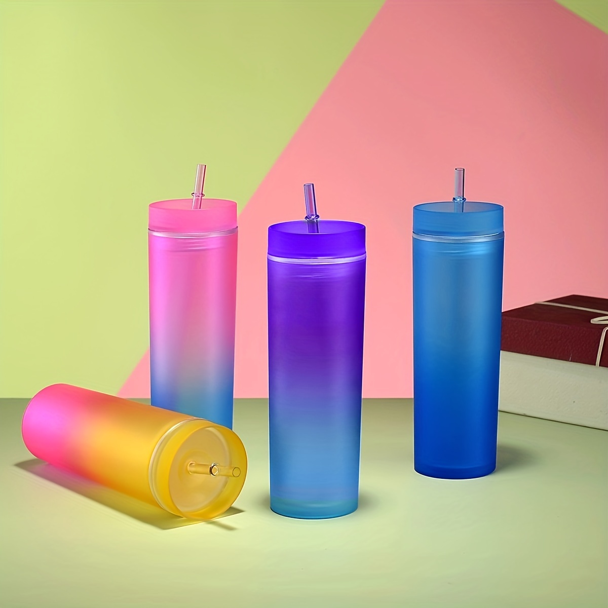 Color Changing Cups, 24oz-5Pcs Reusable Pastel Colored Acrylic Cups with  Lids and Straws Matte Plastic Bulk Tumblers With FREE Straw Cleaner!  Tumblers with Lids Straws With Stickers DIY Gifts price in Saudi