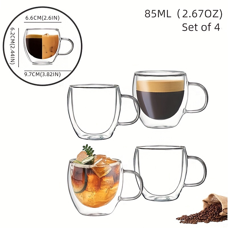 Espresso Glass Cups With Handle Insulated Glass Espresso - Temu