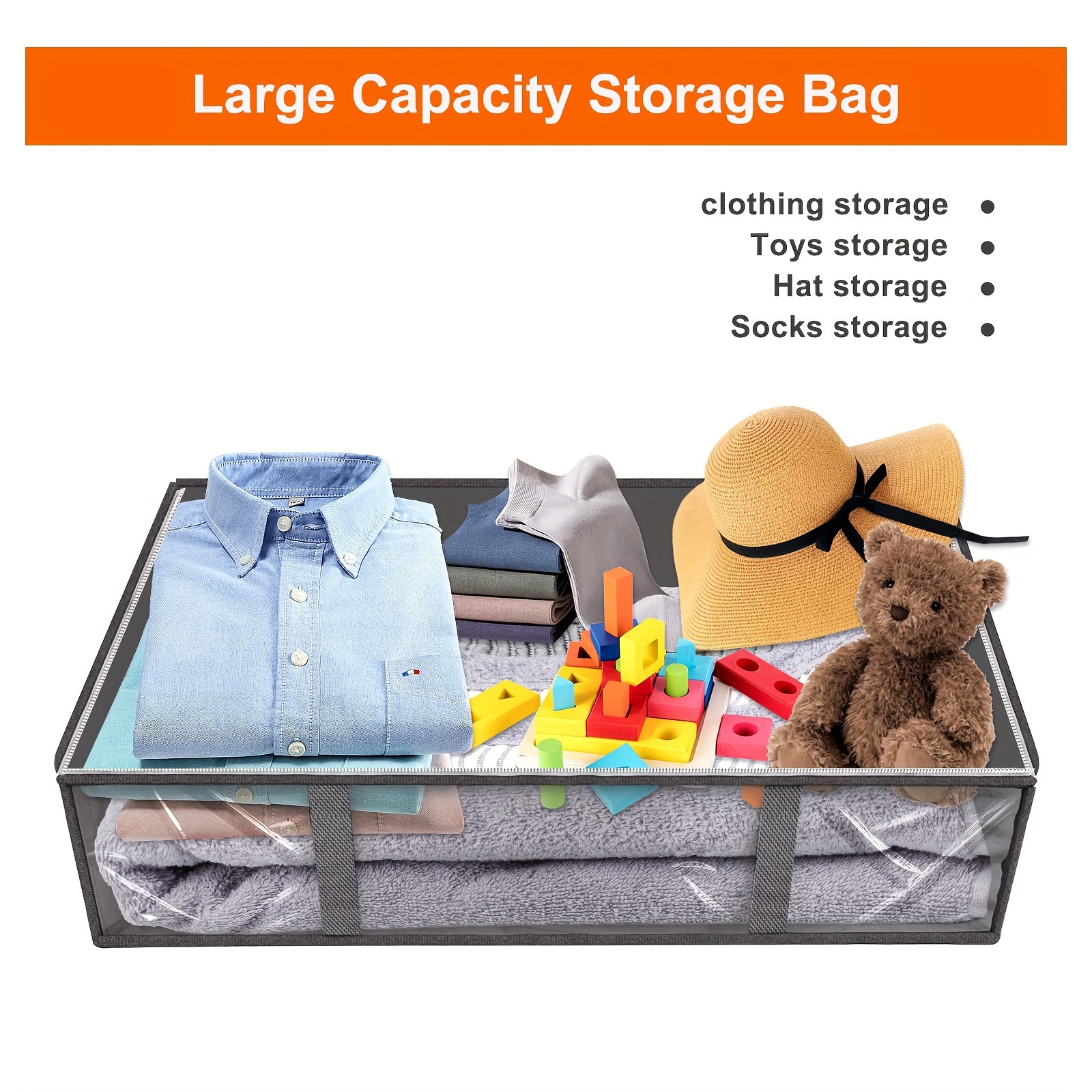 Large Capacity Storage Bag With Handles Visible Window Under - Temu