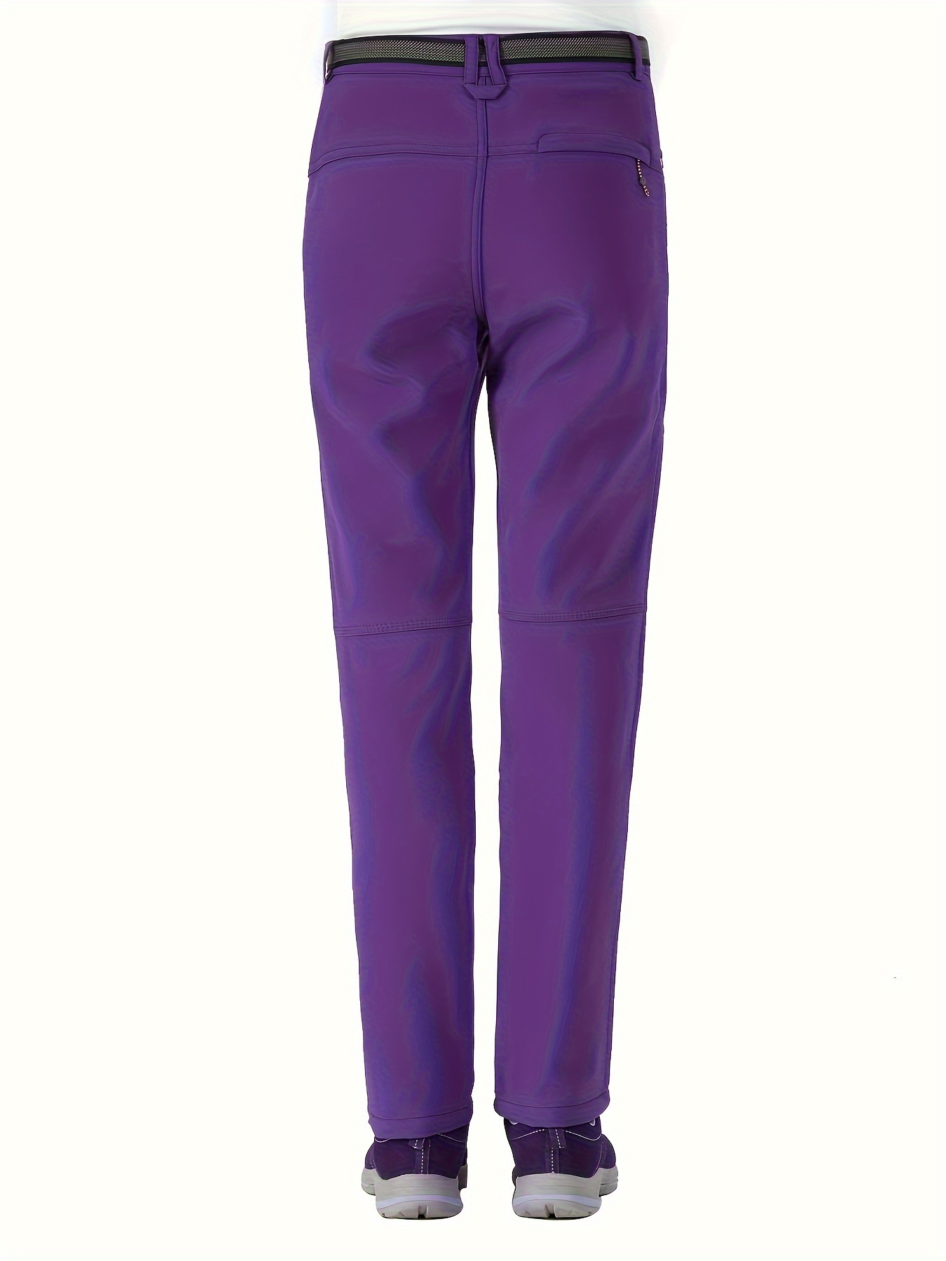 Women's Purple High Waist Fleece Lined Warm Sports Pants - Temu Canada