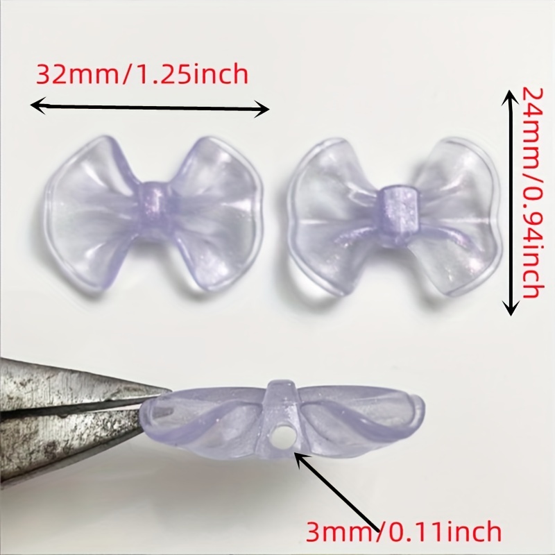 10pcs Luminous Fine Flashing Dumpling Leather Bow Beads for DIY