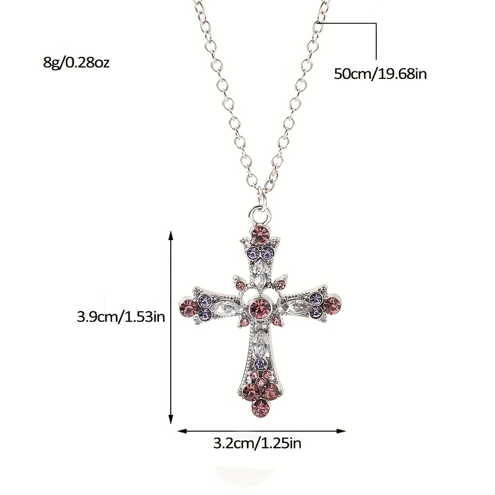 Gothic White Rhinestones Cross Necklace