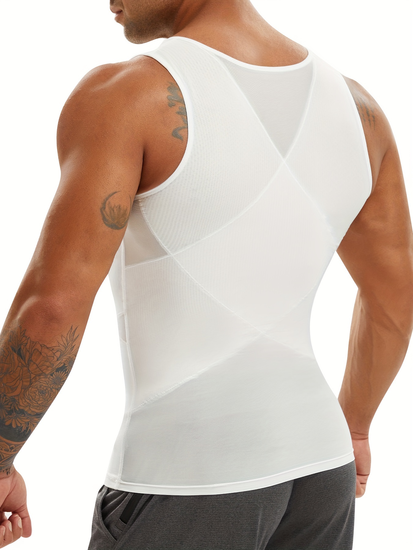 Slimming Tank Top Mens Body Shaper Compression Vest Singlet Black White - 1  Black + 1 White