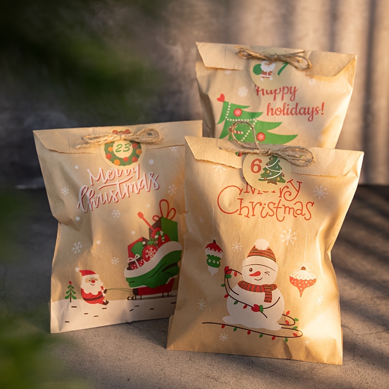 Sacchetti regalo di natale grandi 21cm sacchetto di carta Kraft da 5 pezzi  per abbigliamento Snack di natale confezione regalo confezione regalo di  natale 2022 - AliExpress