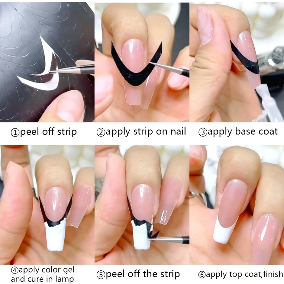 French Nail Art Tips Guide Stickers For Decoration Stencil - Temu