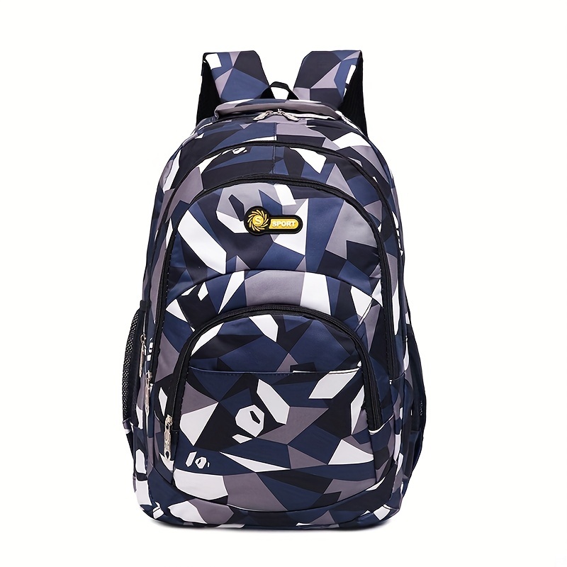 Geometric Pattern Preppy Backpack Large Capacity Back To School Daypack