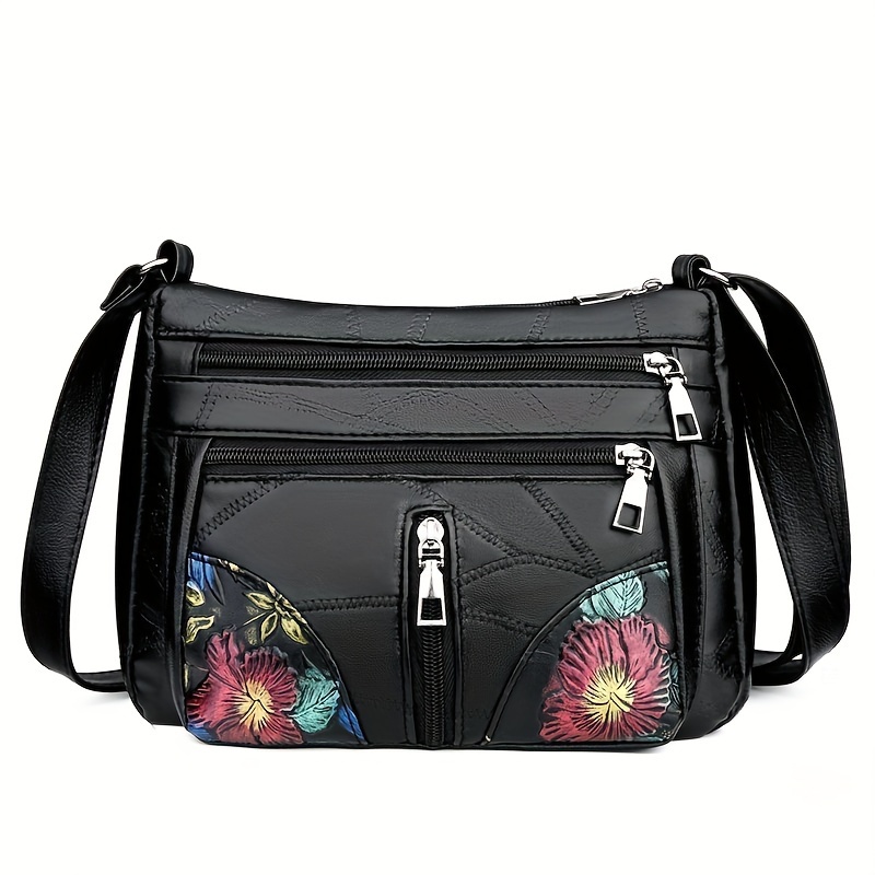 Retro Hollow Flower Pattern Square Bag Solid Color Flap Temu