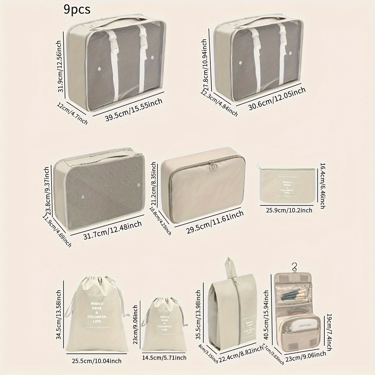 8pcs/9pcs Bolsa Almacenamiento Viaje Bolsa Plegable - Temu