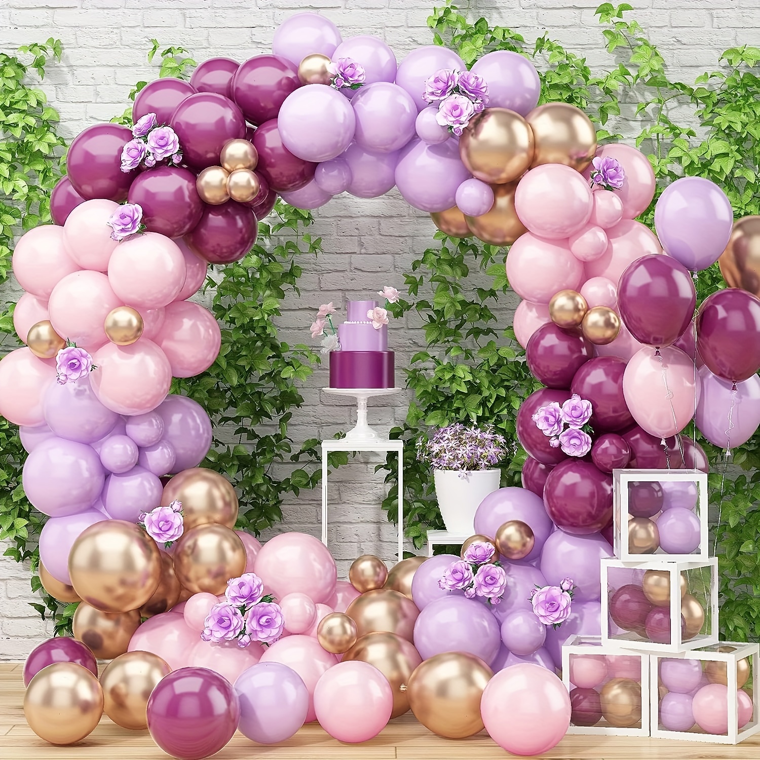 94pcs, Maca Violet Métal Violet Ballon Chaîne Thème Fête Fête D