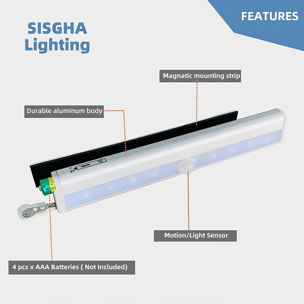 1pc Sensor Movimiento Luces Led 10 Leds Luz Movimiento Pilas - Temu