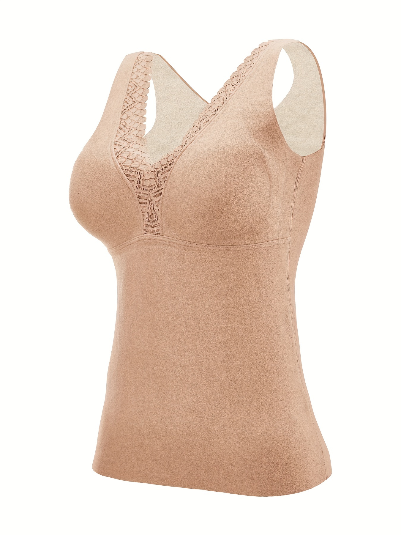 2 in 1 Built in Bra Thermal Tank Top Lace Decor Carefree - Temu Italy