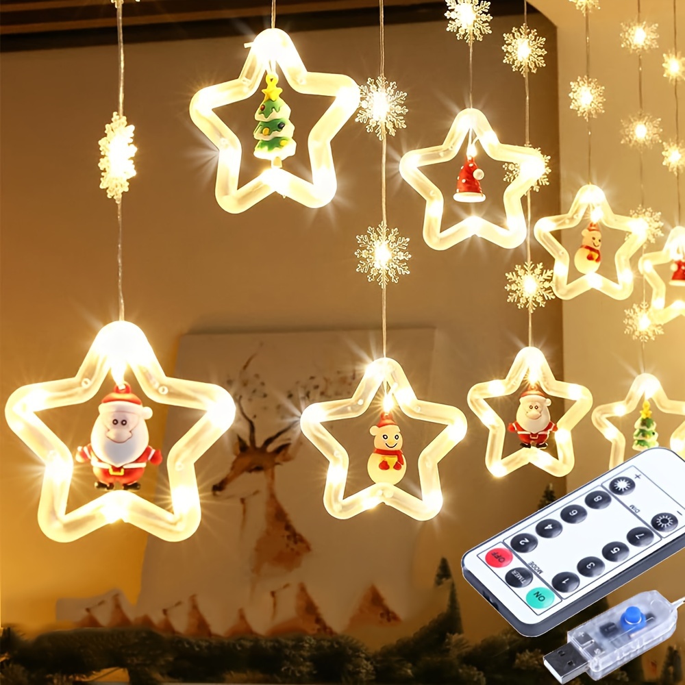 Guirlande lumineuse LED 12 étoiles Sapin de Noël rideau lumineux