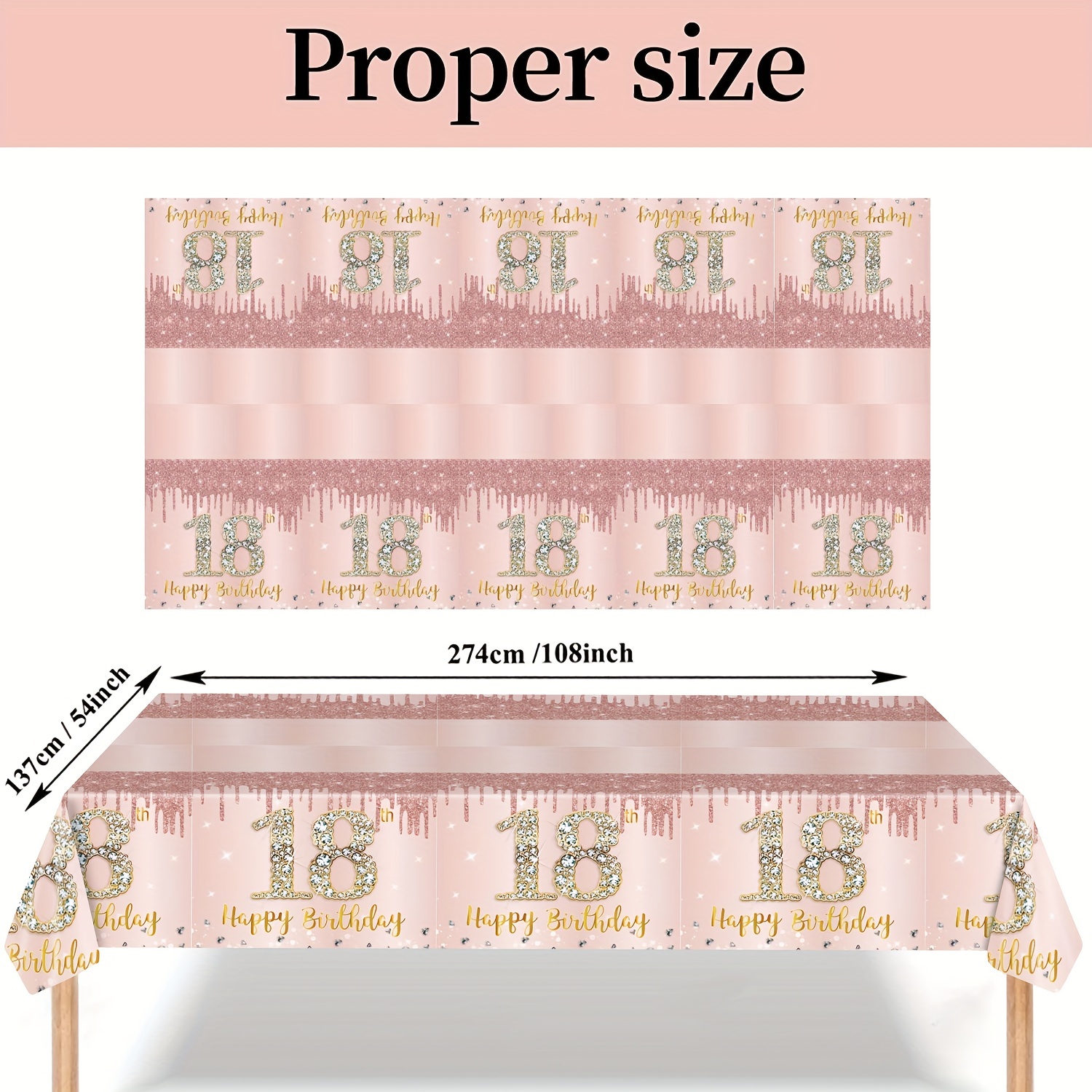 1pc/3pcs, Decorazione Tovaglia Dorata Rosa Rosa, Tovaglia Di Buon  Compleanno Tovaglia Di Plastica Usa E Getta Con Paillettes Ragazze  Compleanno