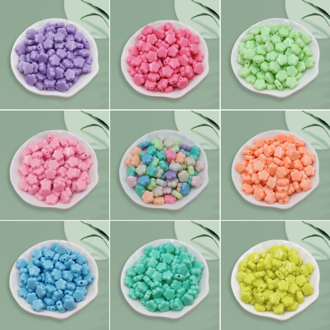 Flower Shape Macaron Color Acrylic Beads For Jewelry Making - Temu