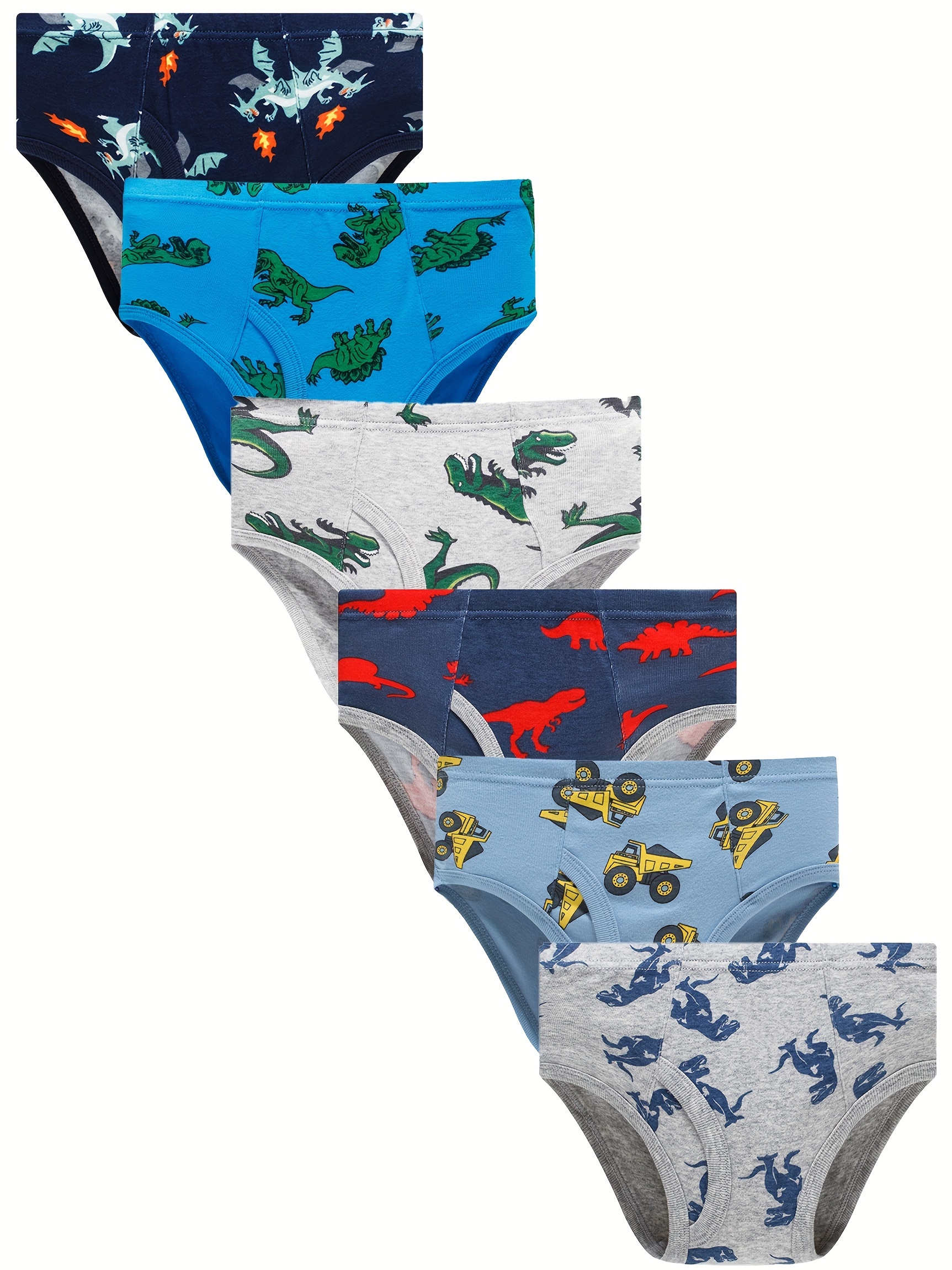 Baby Soft Underwear Little Boys Dinosaur Briefs Toddler Shark Undies  Children Truck Panties (Pack Of 6)