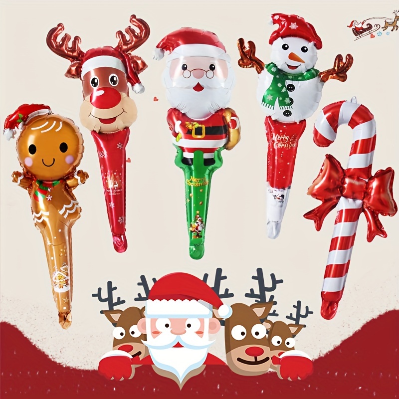 3pcs Christmas Party Straws Cartoon Santa Claus Snowman Sculpture