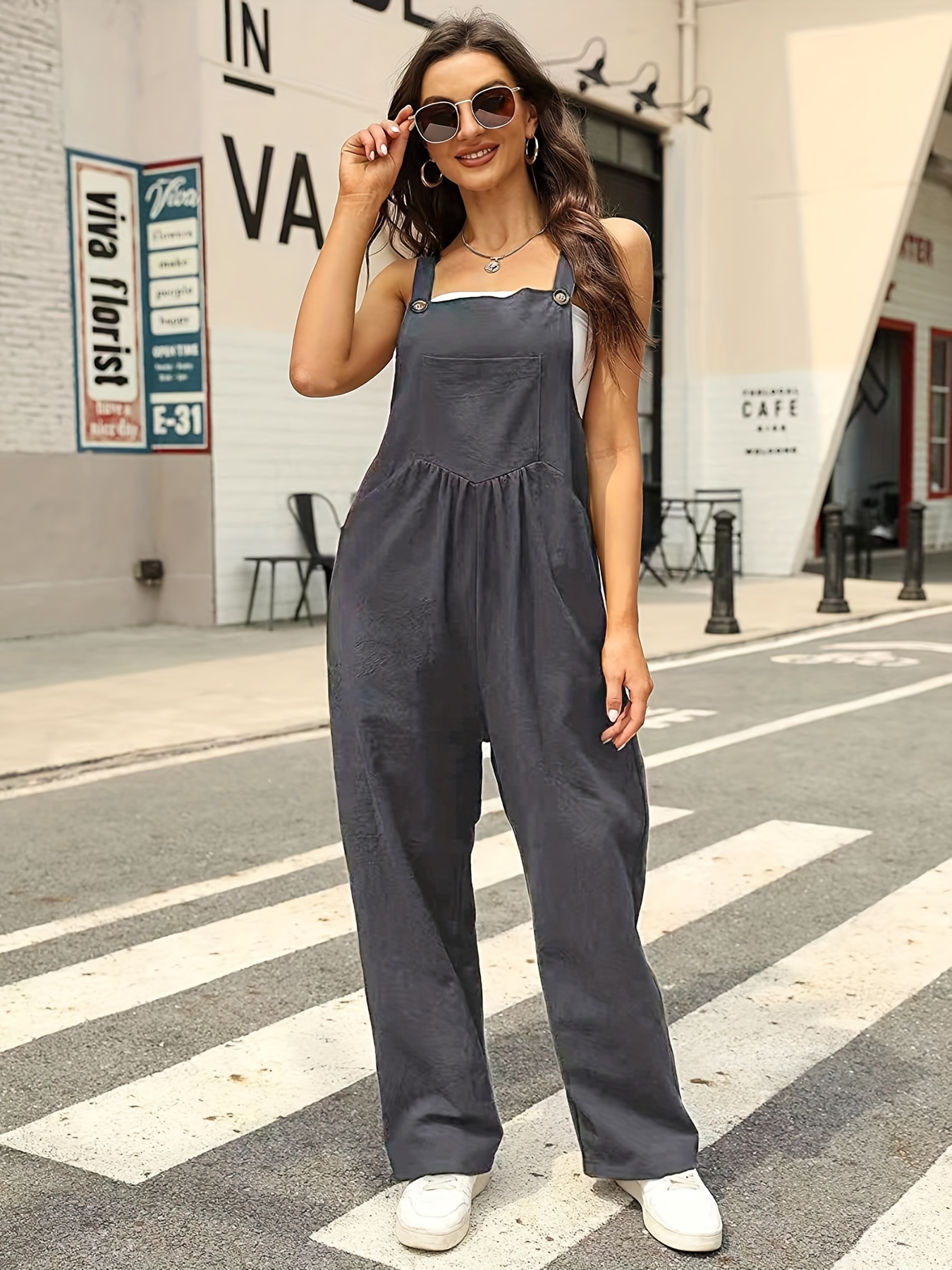 Solid Cami Jumpsuit Casual Sleeveless Comfy Short Length - Temu