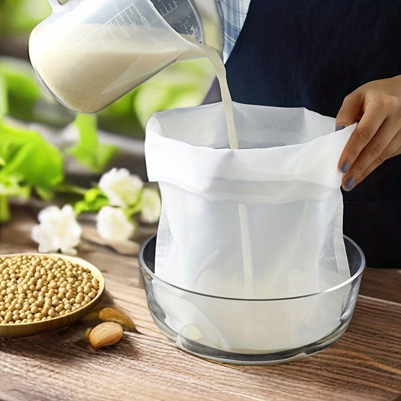Lot de 2 sacs à lait de noix de qualité alimentaire à mailles fines pour  lait d'amande/lait de soja – Étamine en nylon à mailles fines et filtre à  café froid, 20