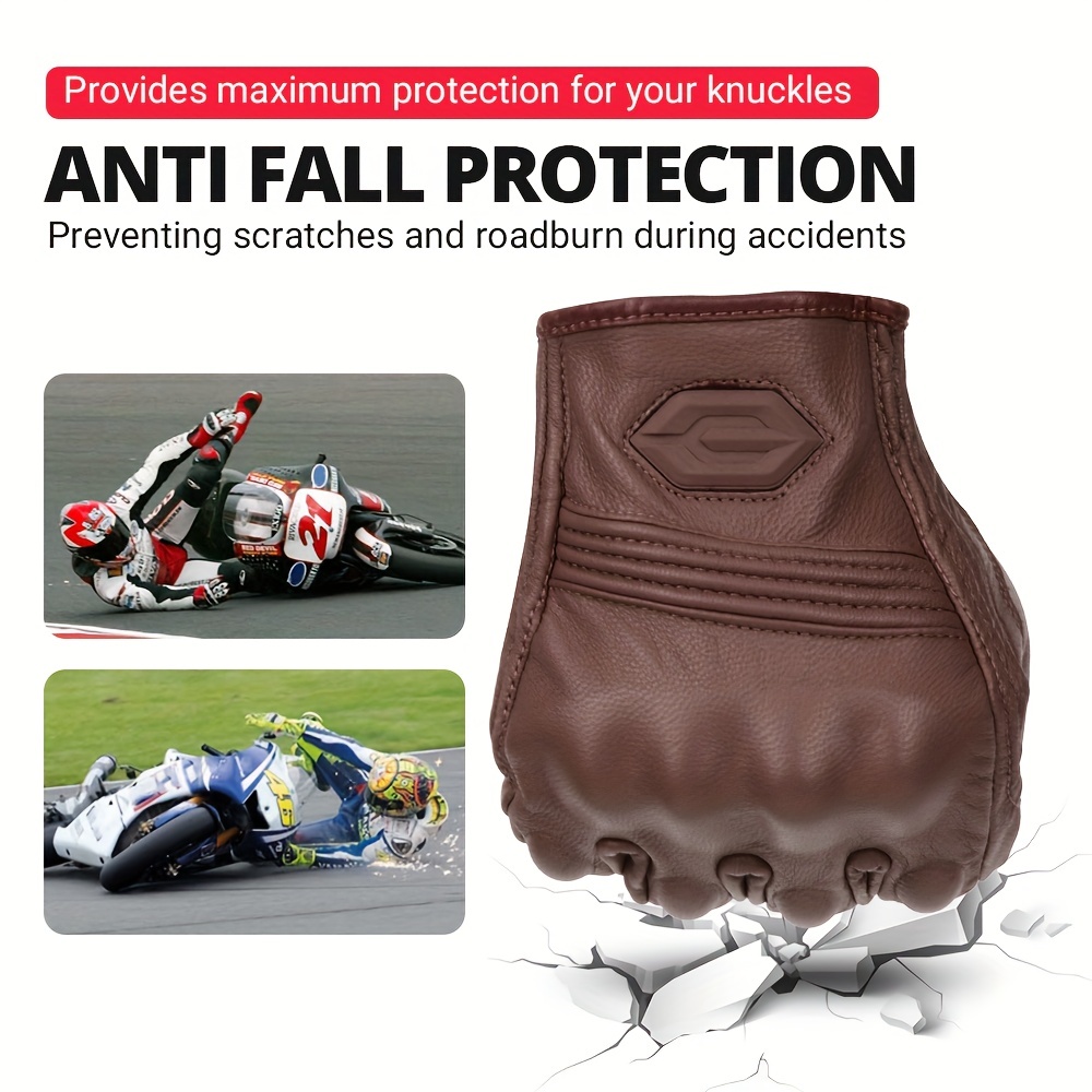 Knuckle Protection PU Leather Motorcycle Gloves