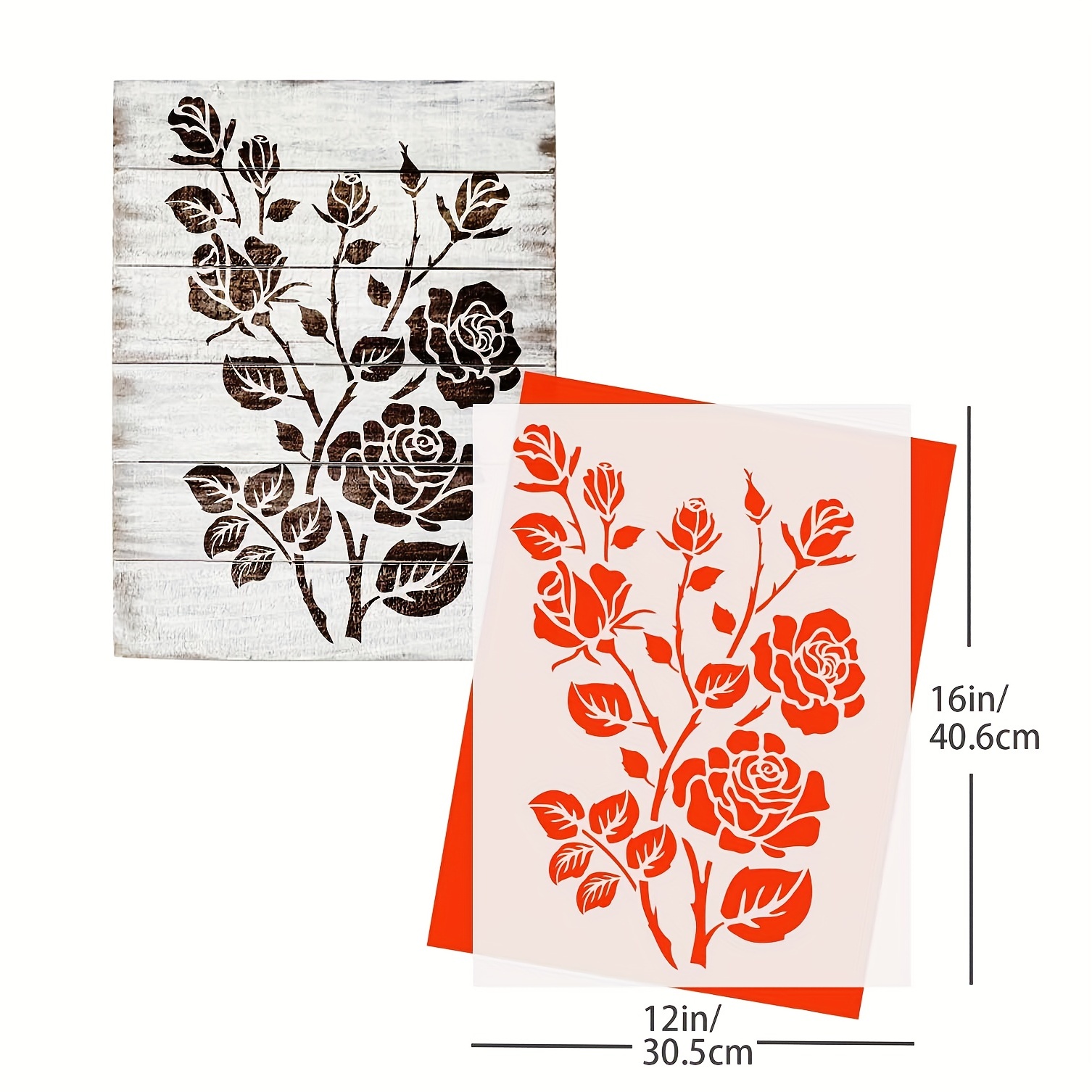 Flower Stencils for Painting on Wood, Canvas, Paper, Fabric, Floor, Wall  and Til