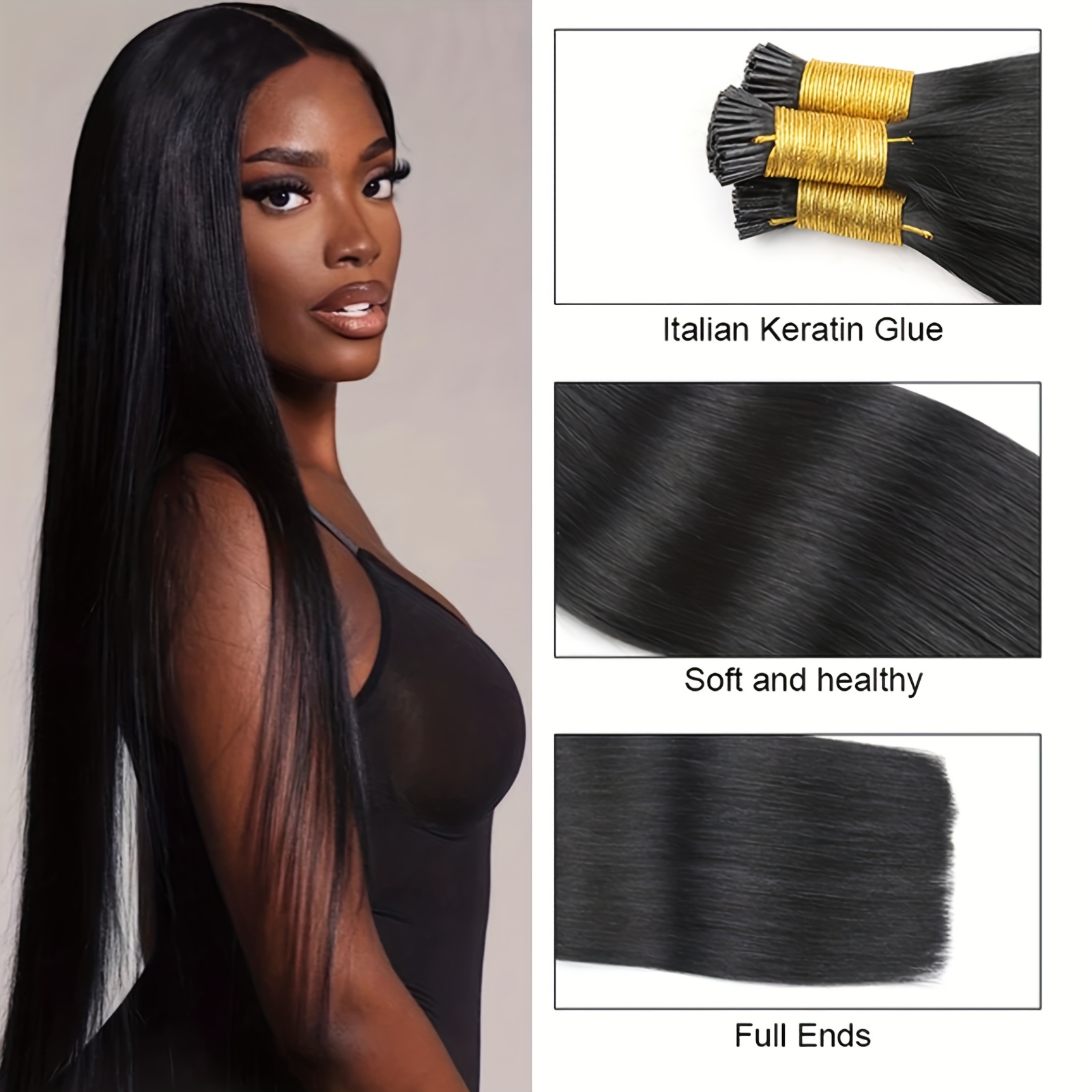 Hair extensions jet outlet black