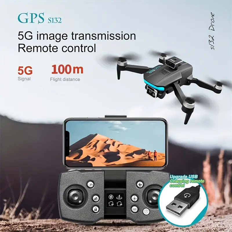 s132 gps positioning drone professional grade brushless motor intelligent obstacle avoidance optical flow positioning esc wifi dual hd camera 18 minutes battery life charging battery details 13