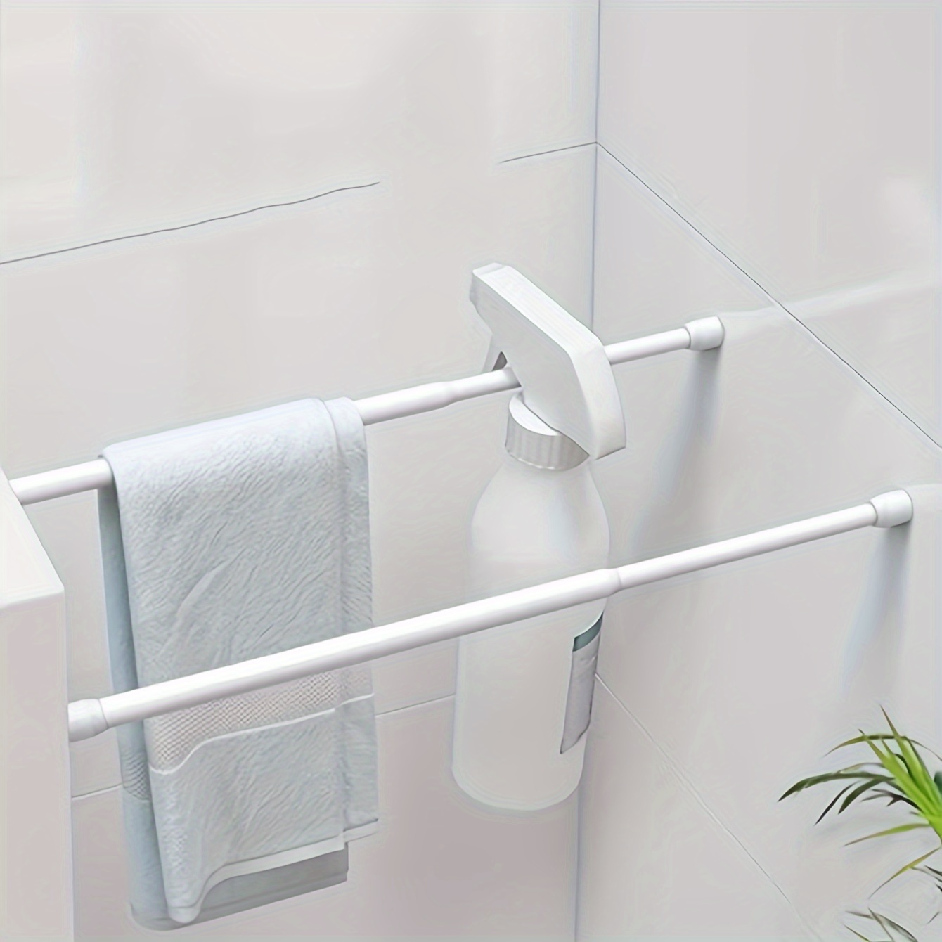 Porte-serviettes sans perçage pour salle de bains - Crochet pour vêtements  et serviettes -Couleur gris fusil - Longueur 30 cm