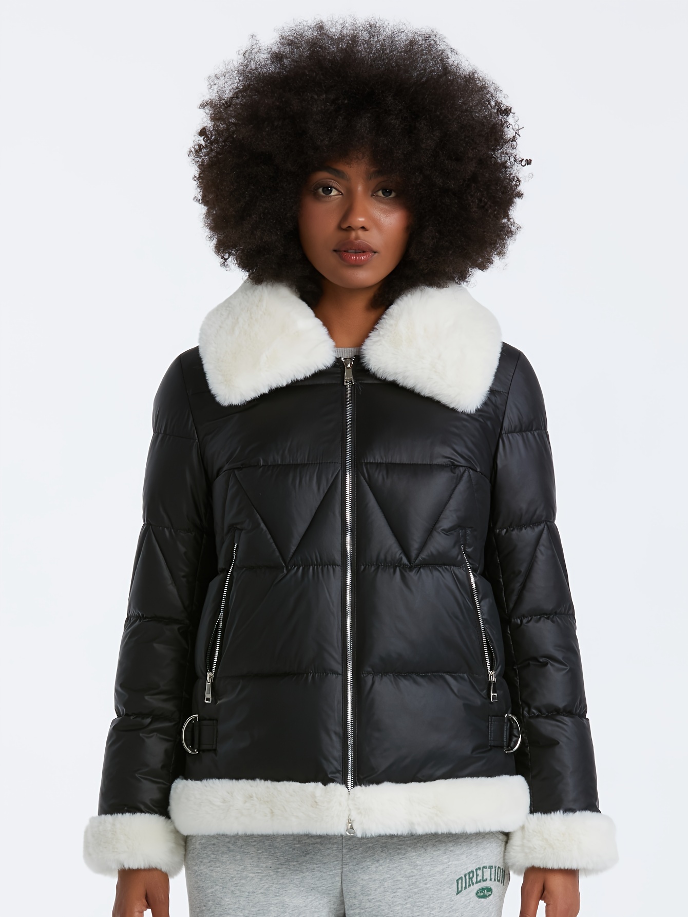 Cotton padded parka with faux fur hood sale