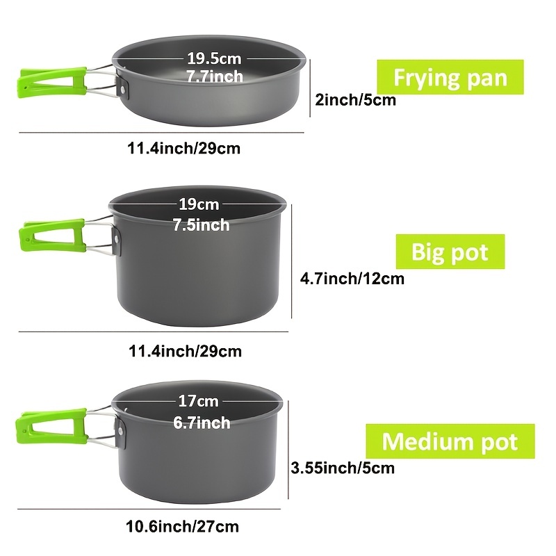 Camping Cookware Set Portable Camp Stove with Lightweight Pots and Pans Set  Non-Stick Backpacking Cooking Set Camping Mess Kit with Folding (14 Pcs) 