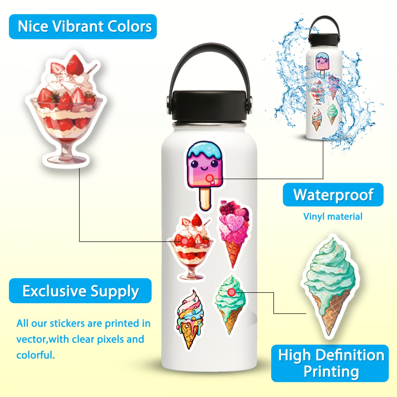 Cute Ice Cream Hydro Flask Sticker