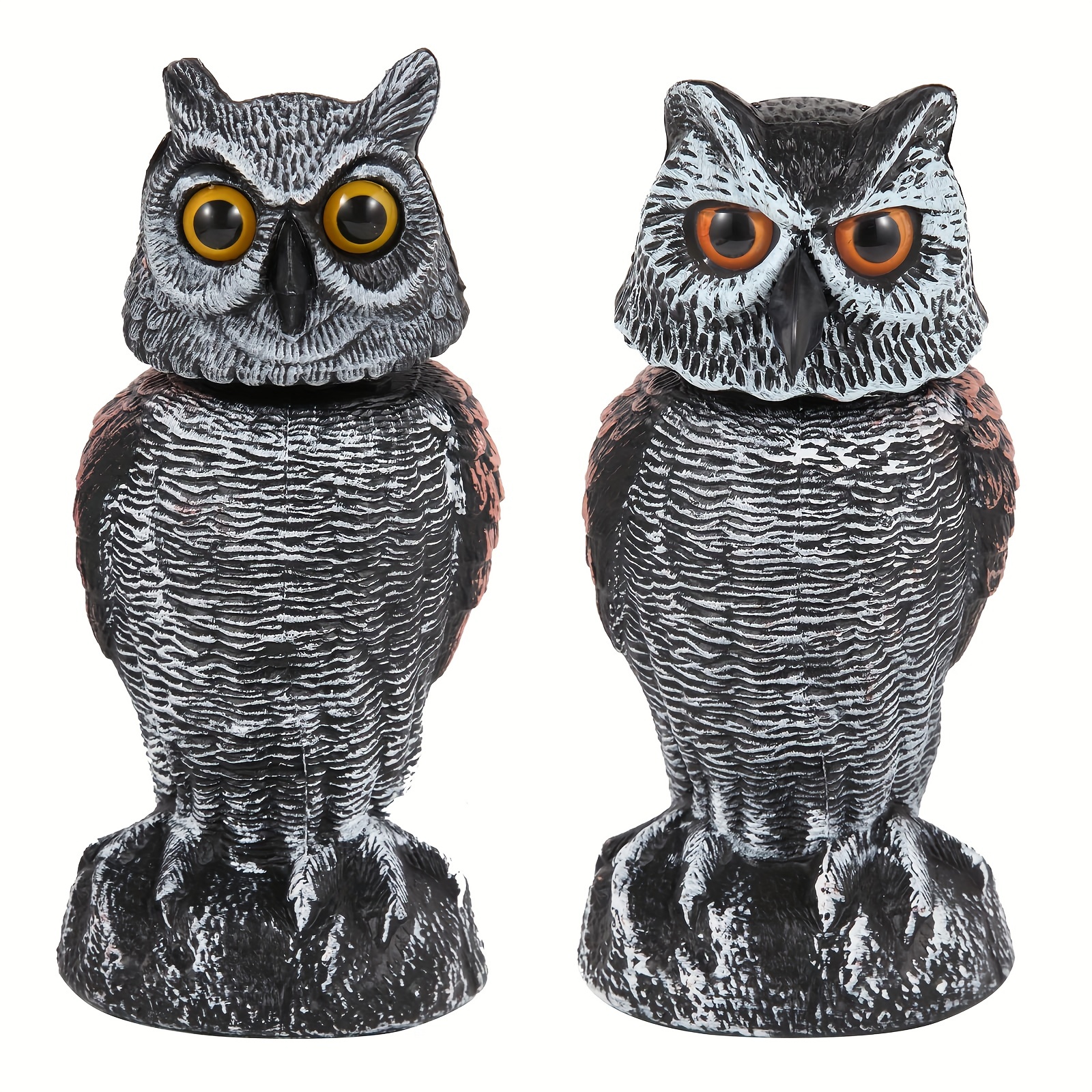 

1pc, Fake Owl Decoys To Scare Birds Away From Gardens And Patios, Rotating Head Owl Bird Deterrents, Nature Enemy Plastic Owl Statues, Pest Repellent, Deterrent
