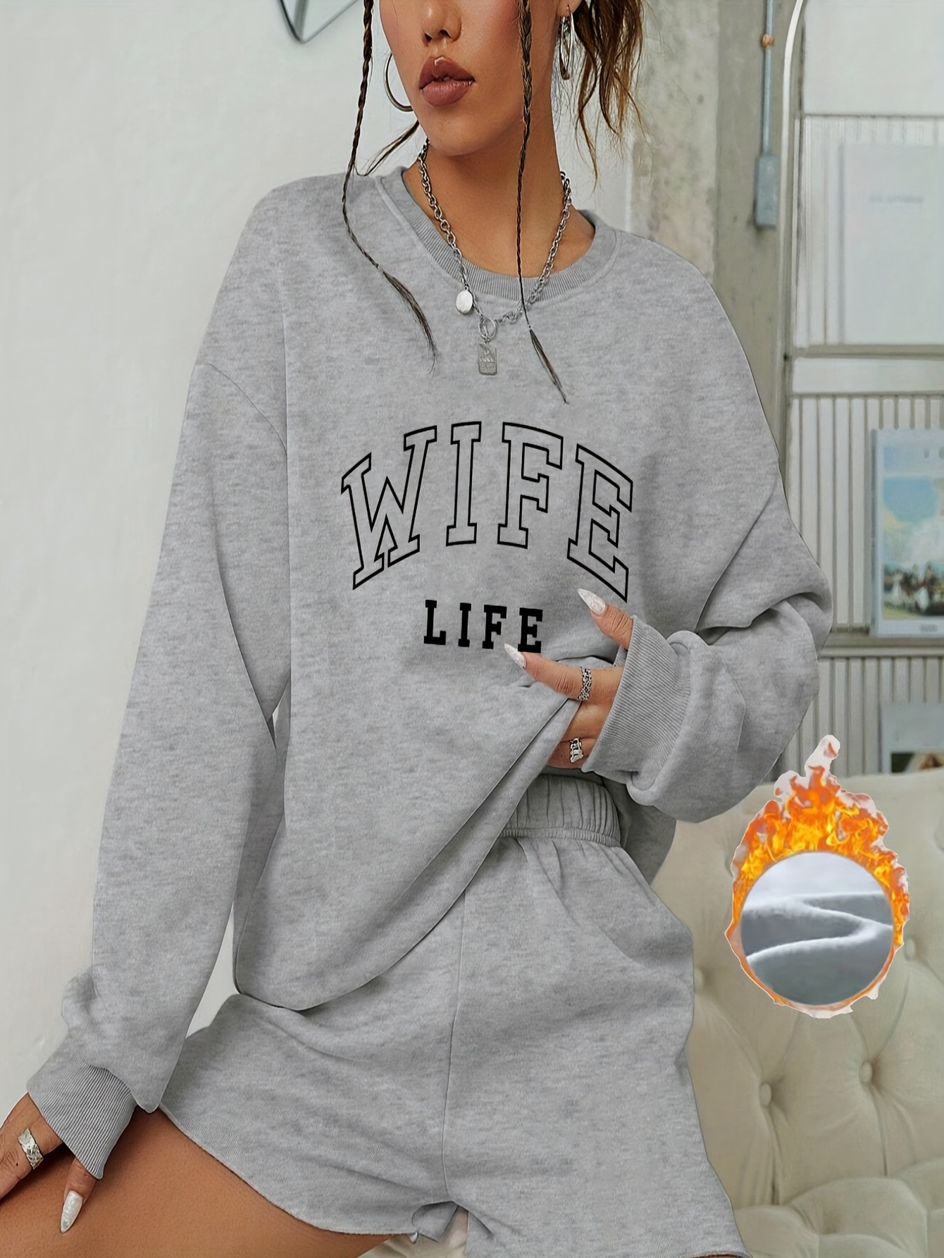 Women Letter Printed Hooded Pullover Casual Tops Sweatshirt Loose