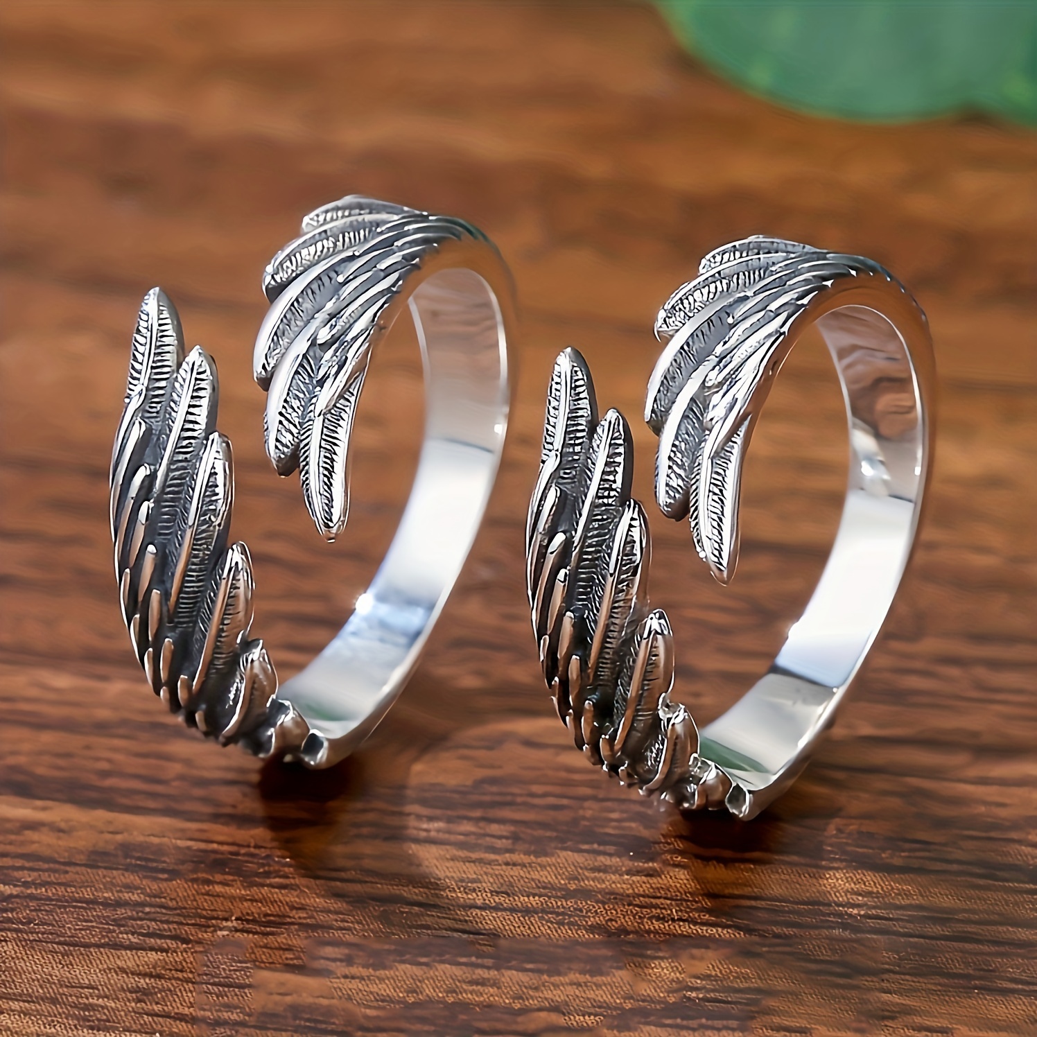 Gothic Punk Angel's Wing and Devil's Wing Copper Adjustable Ring