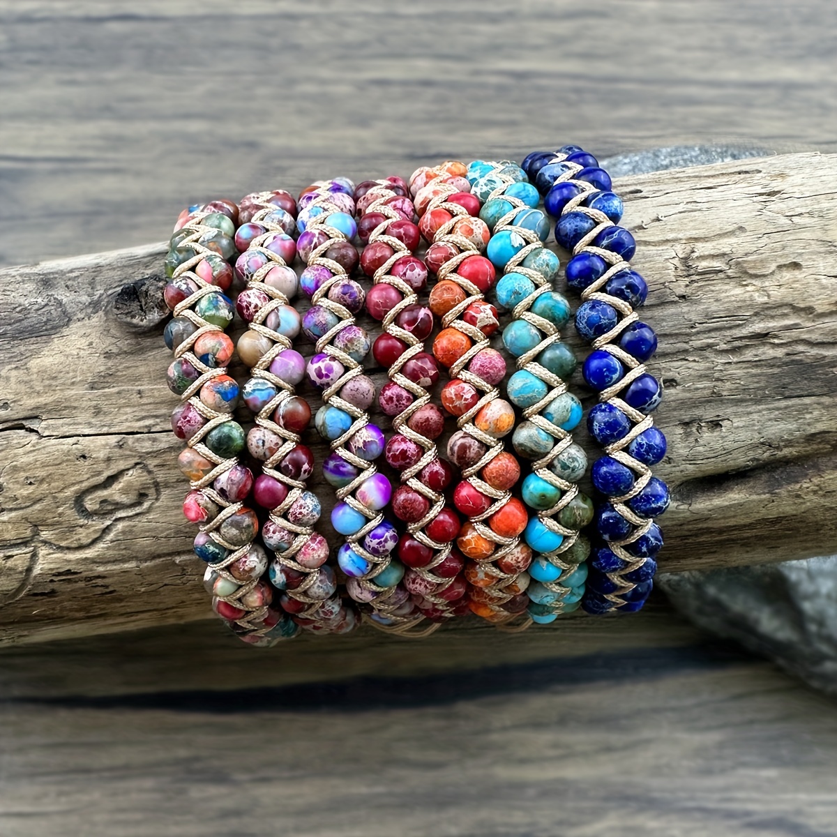 Handmade Yoga Bracelets Braided With Natural Stone - I'm Loving Yoga