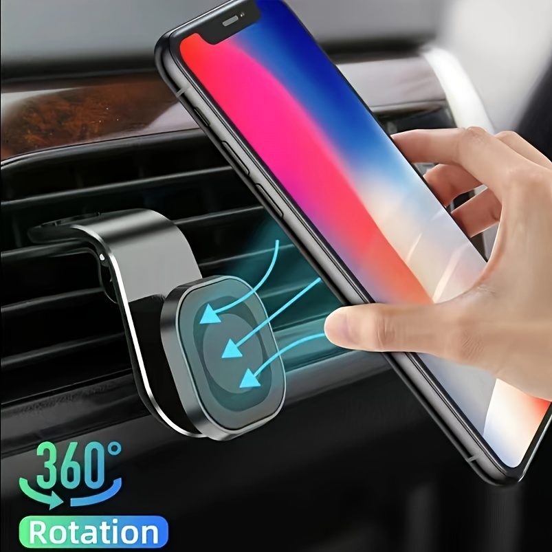 2pcs Argent Support telephone voiture magnetique adhesif puissant,Porte  Smartphone Voiture Aimanté Rotation 360° ,Compatible avec