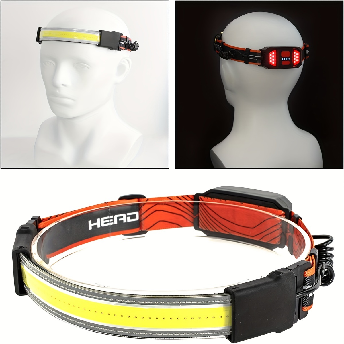 Linterna frontal LED, paquete de 2 lámparas de cabeza recargables, sensor  de movimiento, barra de luz Flex Pro de 270° de haz ancho, luz de cabeza