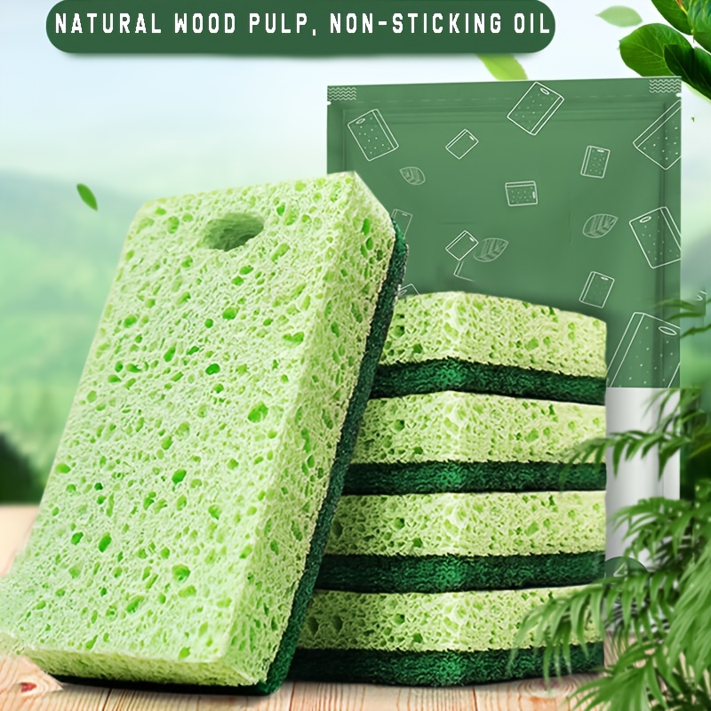 Natural Wooden Pulp Kitchen Sponges for Dishes Non-Scratch