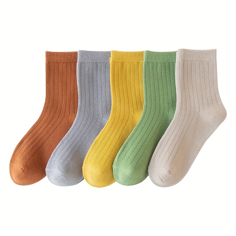 5/8 Pares Calcetines Rayas Sólidas Niños Cómodos - Temu