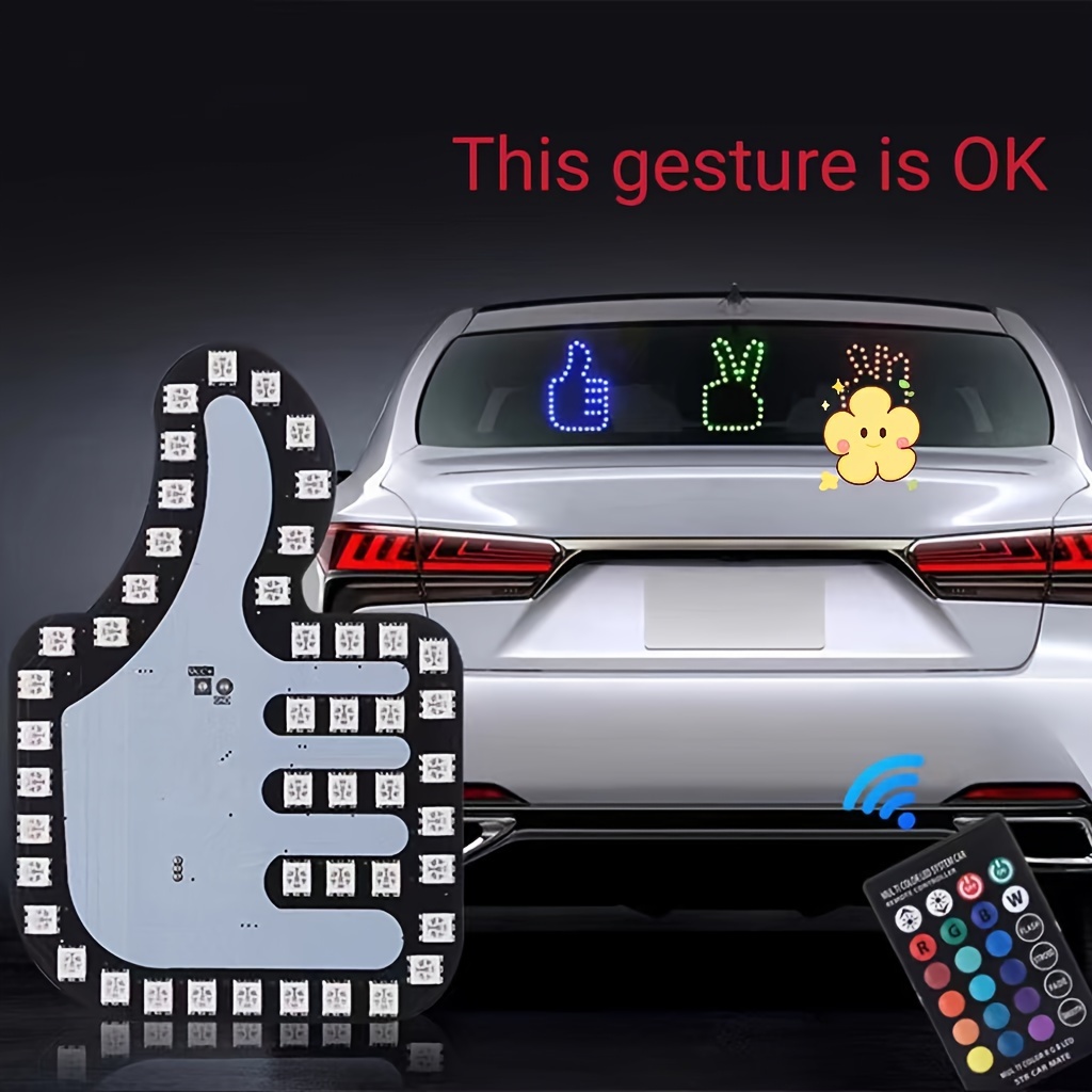 Lumière de voiture LED avec doigt du milieu, doigt vers le haut