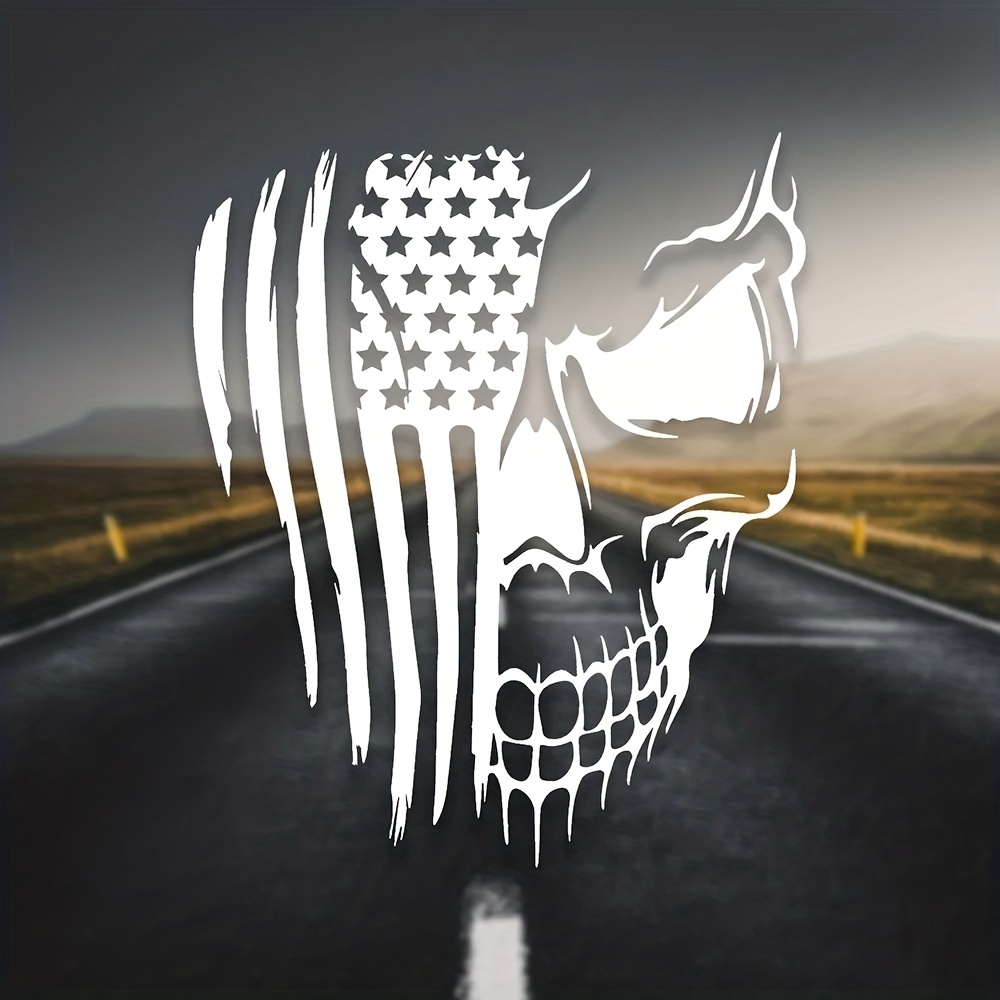 American Flag And Skull Car Vinyl Decals Motorcycles - Temu