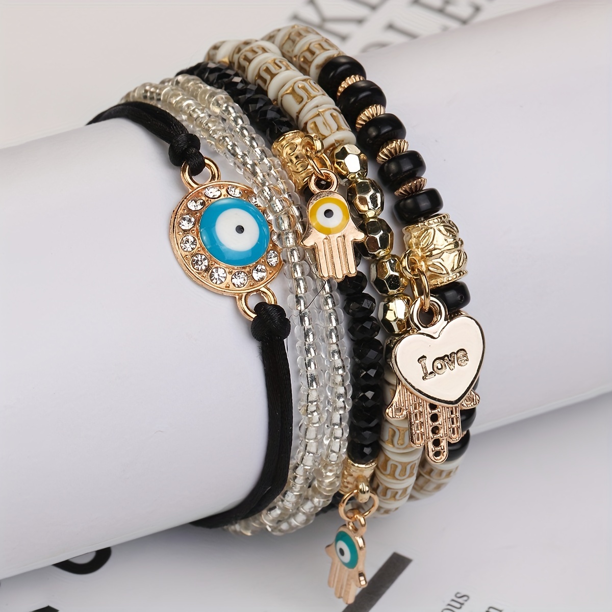 6 Pcs Multilayer Boho Beaded Bracelet Set for Men and Women