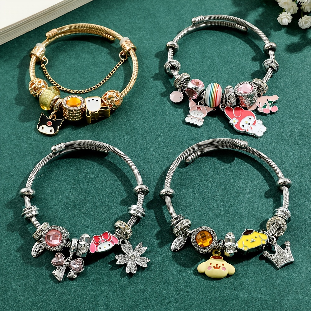 Kawaii Sanrio Christmas Style Charms Bracelet Hello Kitty Kuromi Melody DIY  Bracelet for Girl Student Y2K Jewelry Accessories