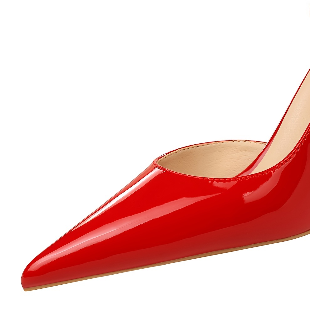 Minimalist Pointed Toe High Heels Patent Leather Stiletto Pumps