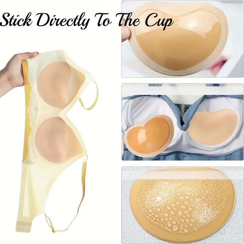1pair Women's Self Adhesive Silicone Bra Inserts Push Up Pad For