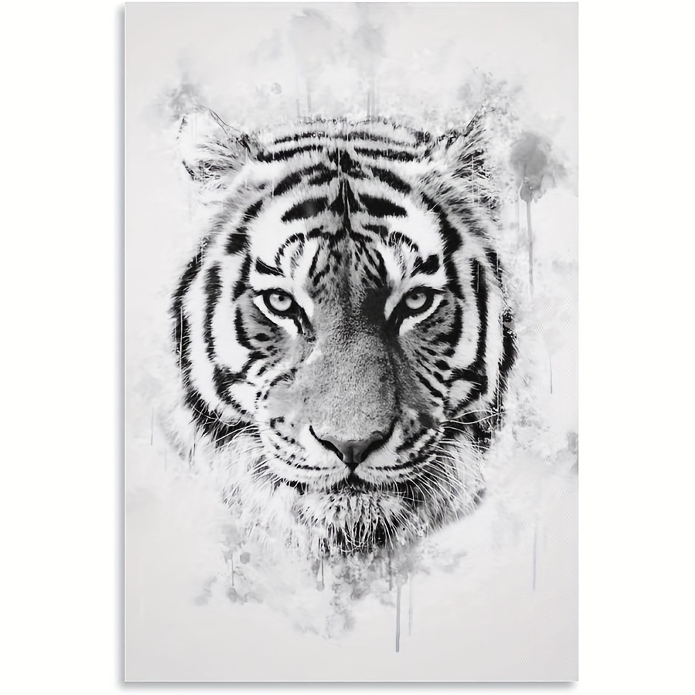 1 Pi ce T te Tigre Animal Noir Blanc Affiche D art Toile Temu France