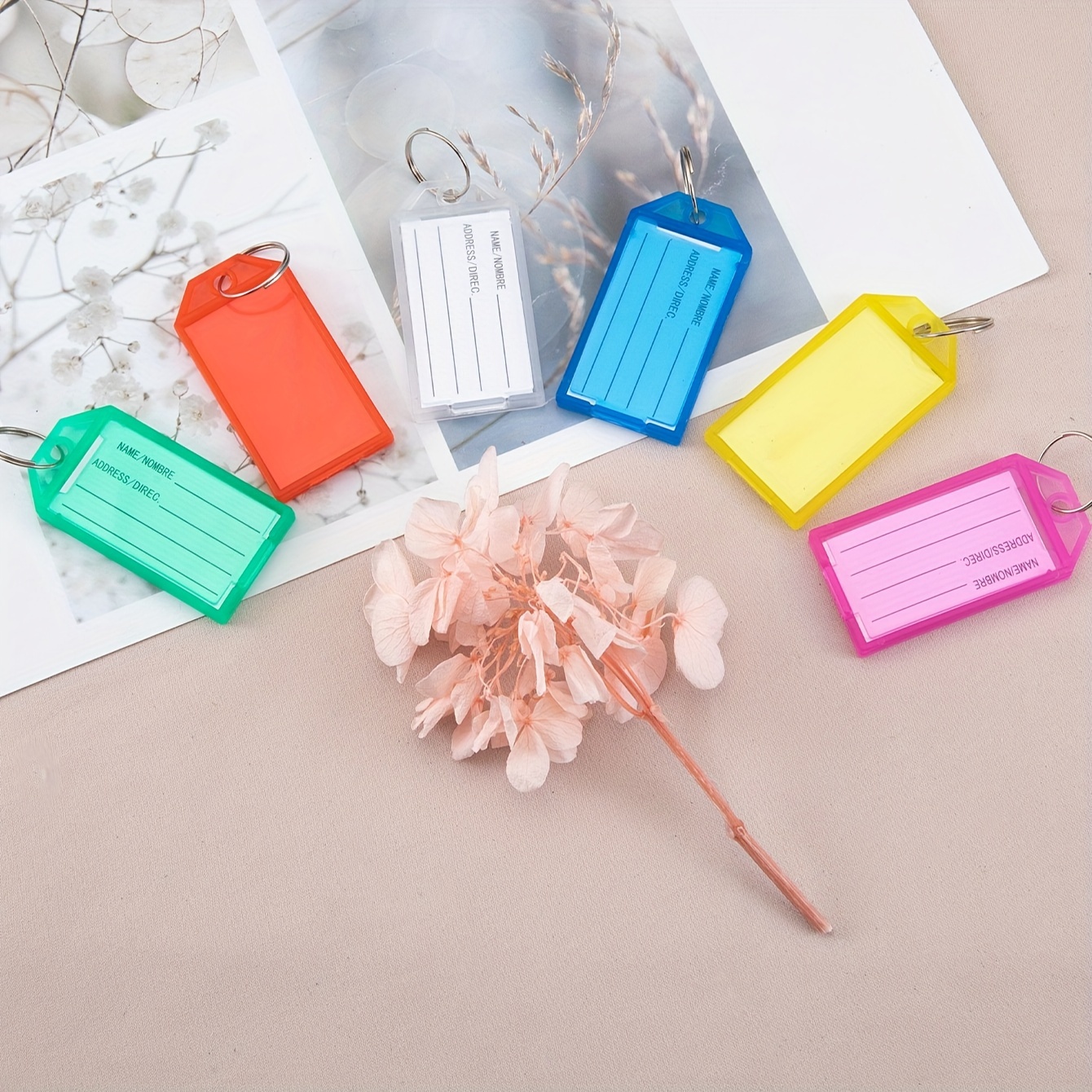 5pcs Colorful Plastic Key Tags Label Numbered Name Baggage Tag Id Label  File Labels Name Tags With Split Ring File Labels Keycha