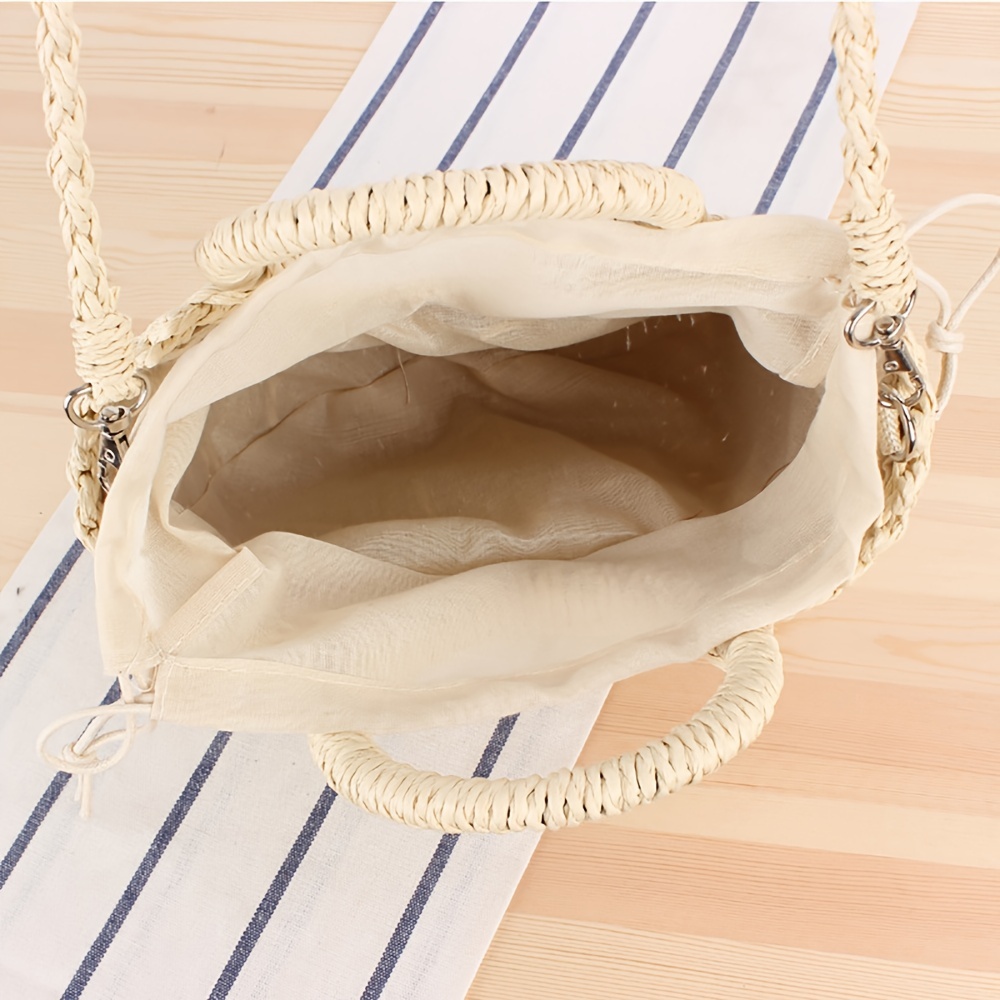 Round Summer Straw Beach Bag Cross Body Bag for Women/Girl